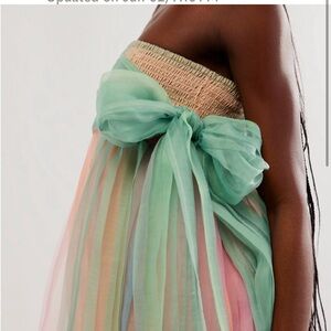 Free people mini dress in tulle with removable straps size M rainbow mint